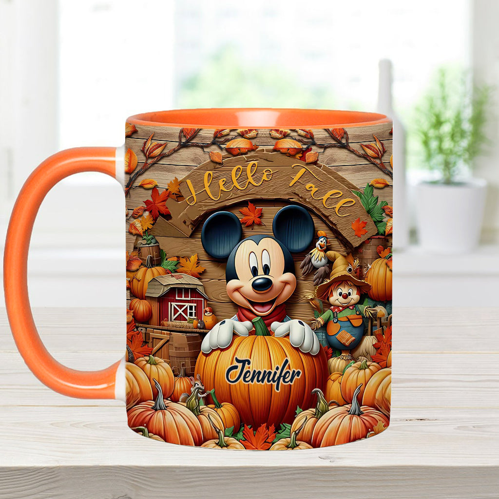 Personalized Hello Fall Accent Mug Custom Name Gift Idea