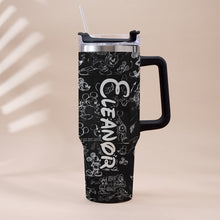 Load image into Gallery viewer, Personalized Black and White Mouse Tumbler with Handle Gift for Mom or Dad
