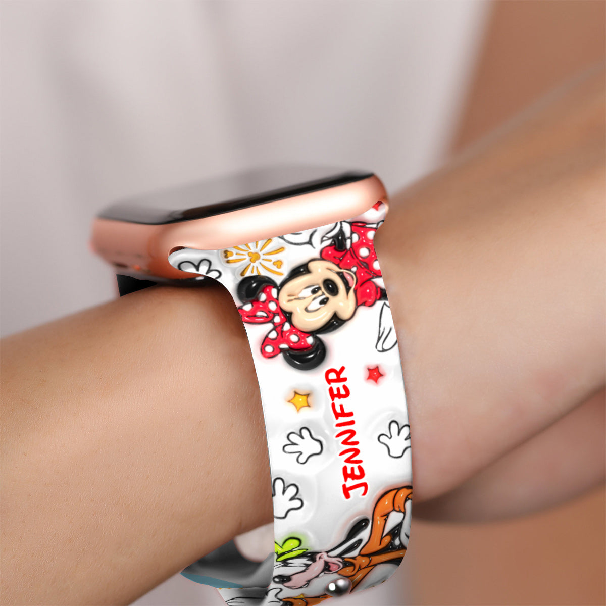 Personalized Puffy Mouse Ears Apple Watch Band Custom Name Gift