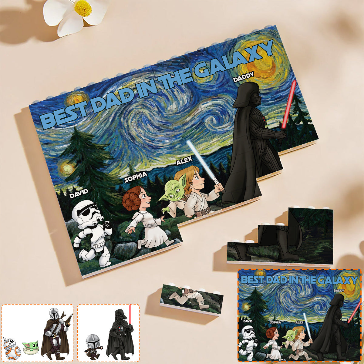 Personalized Best Dad in the Galaxy Building Block Set Gift