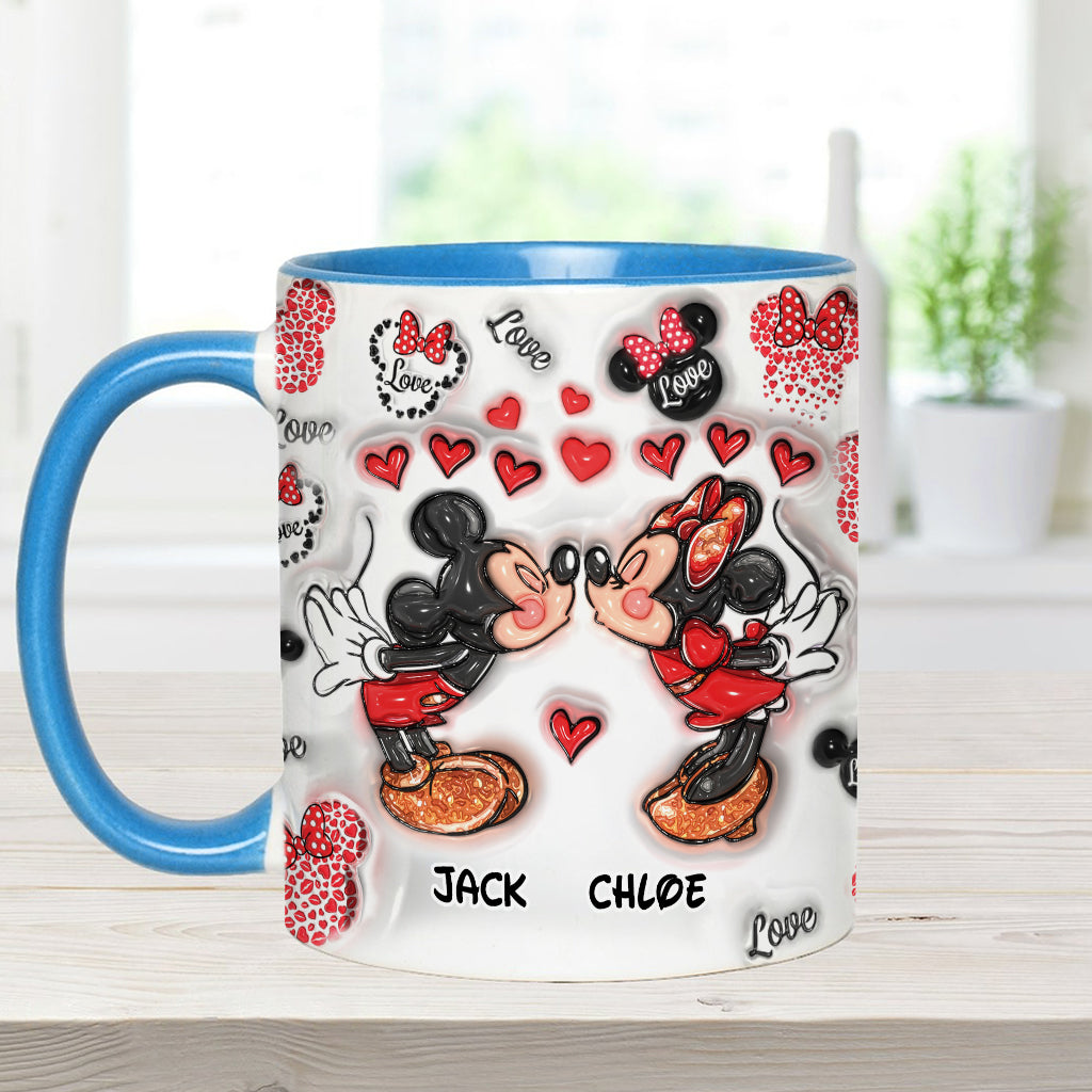 Personalized Accent Mug You & Me Kissing Mickey Minnie Gift for Couple