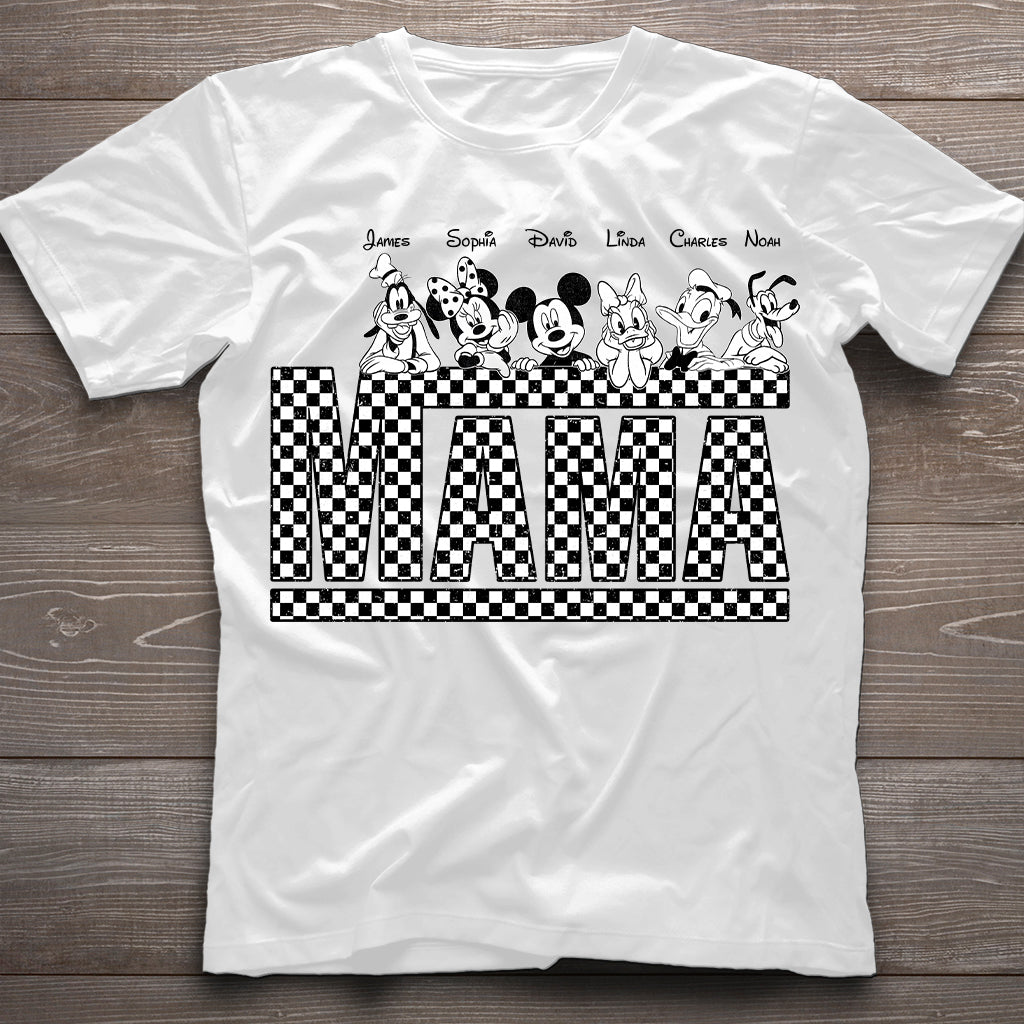Personalized Vintage Checkered Mouse T-Shirt & Hoodie for Mom and Dad