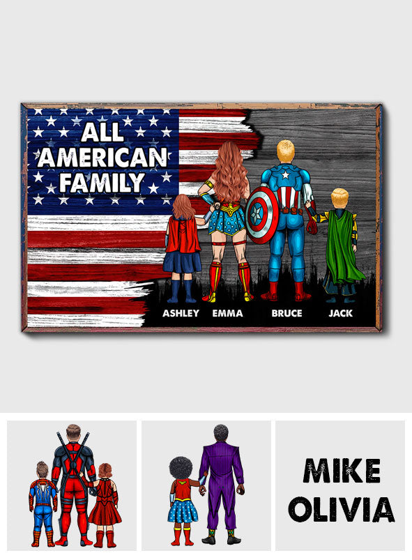 Personalized Family Canvas Wall Art Custom Names USA Gift