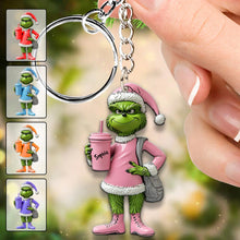 Load image into Gallery viewer, Personalized Grinch Keychain Custom Name Gift for Christmas
