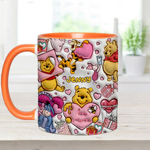 Load image into Gallery viewer, Personalized Accent Mug with Cute Pooh Bear Design for Valentine’s Day or Wedding Gift
