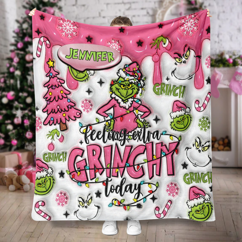 Personalized Grinchy Blanket Custom Name Christmas Gift
