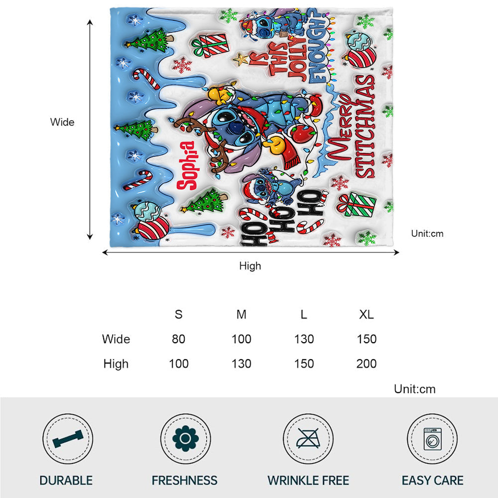 Personalized Merry Stichmas Ohana Blanket Custom Name Gift