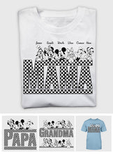 Load image into Gallery viewer, Personalized Vintage Checkered Mouse T-Shirt &amp; Hoodie for Mom and Dad
