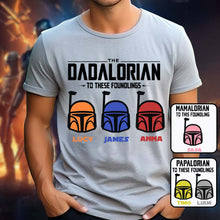 Load image into Gallery viewer, Personalized Dadalorian T-Shirt &amp; Hoodie Gift for Dad | Custom Family Names
