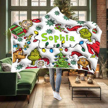 Load image into Gallery viewer, Personalized Christmas Hooded Blanket with Grinch &amp; Friends Gift for Kids
