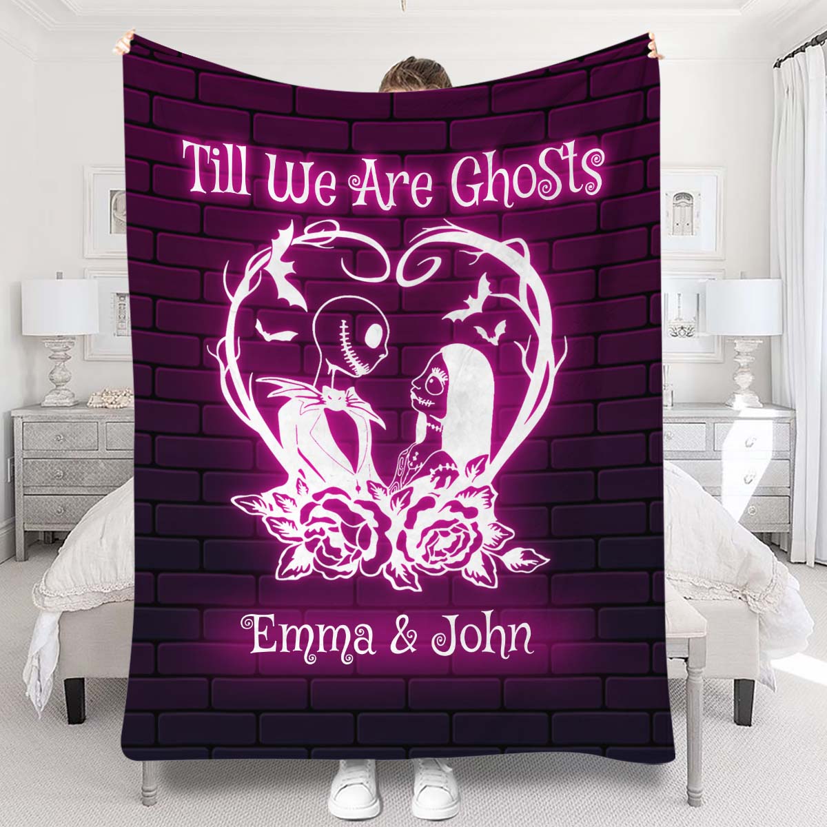 Personalized Nightmare Blanket Custom Couples Gift for Halloween