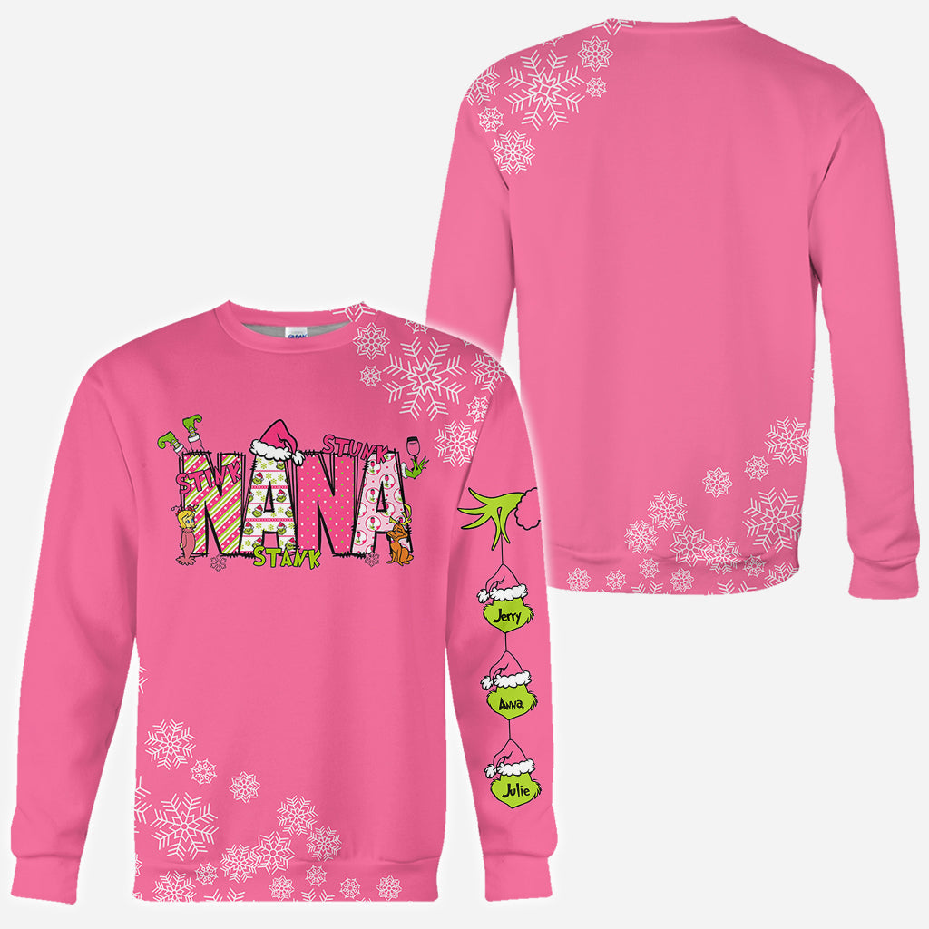 Personalized Grinchy Grandma Christmas All Over Shirt for Grandma
