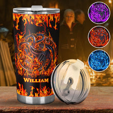 Load image into Gallery viewer, Personalized Game of Thrones Fire And Blood Tumbler Custom Name Drinkware Gift
