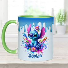Load image into Gallery viewer, Personalized Blue Ohana Accent Mug Custom Name Gift Idea
