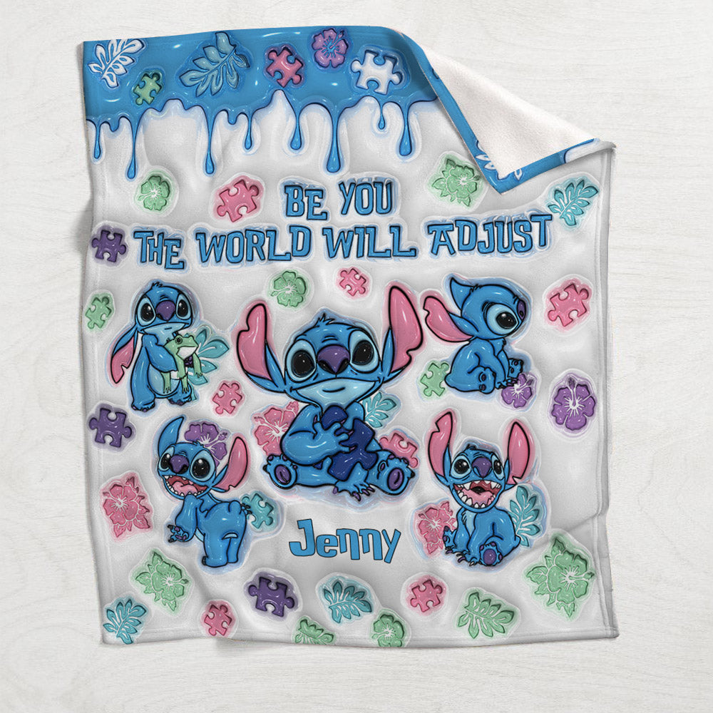 Personalized Autism Awareness Plush Blanket Custom Name Gift