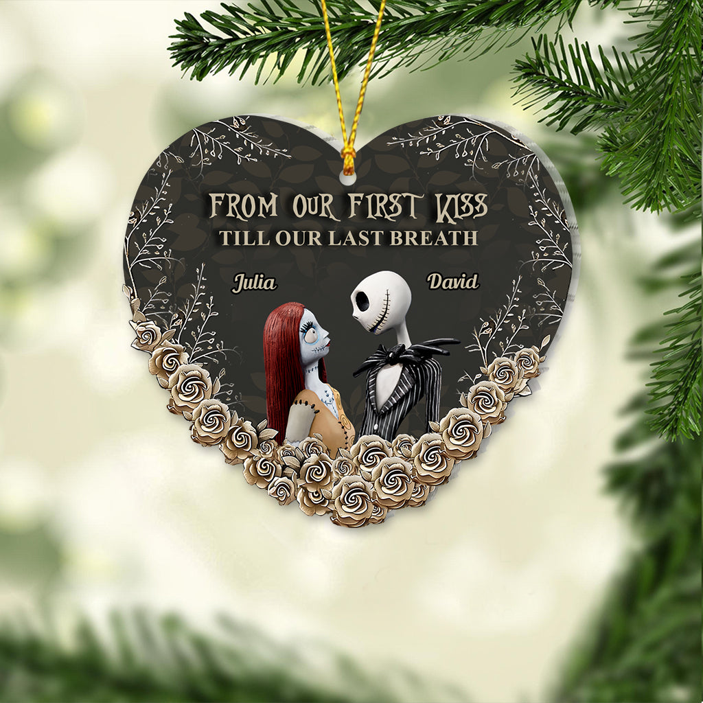 Personalized Nightmare Before Christmas Heart Ornament Custom Names Gift for Couples