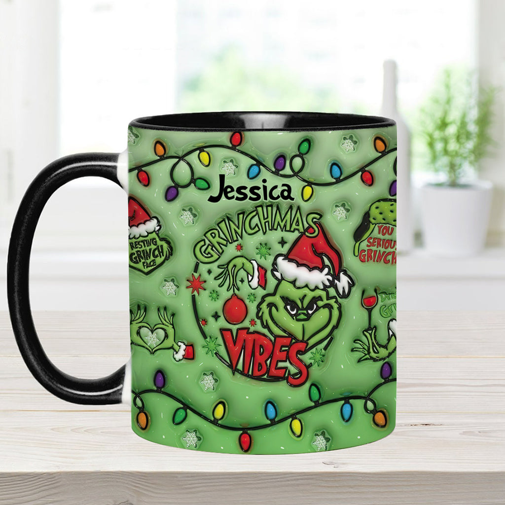 Personalized Grinchmas Vibes Accent Mug Custom Name Gift