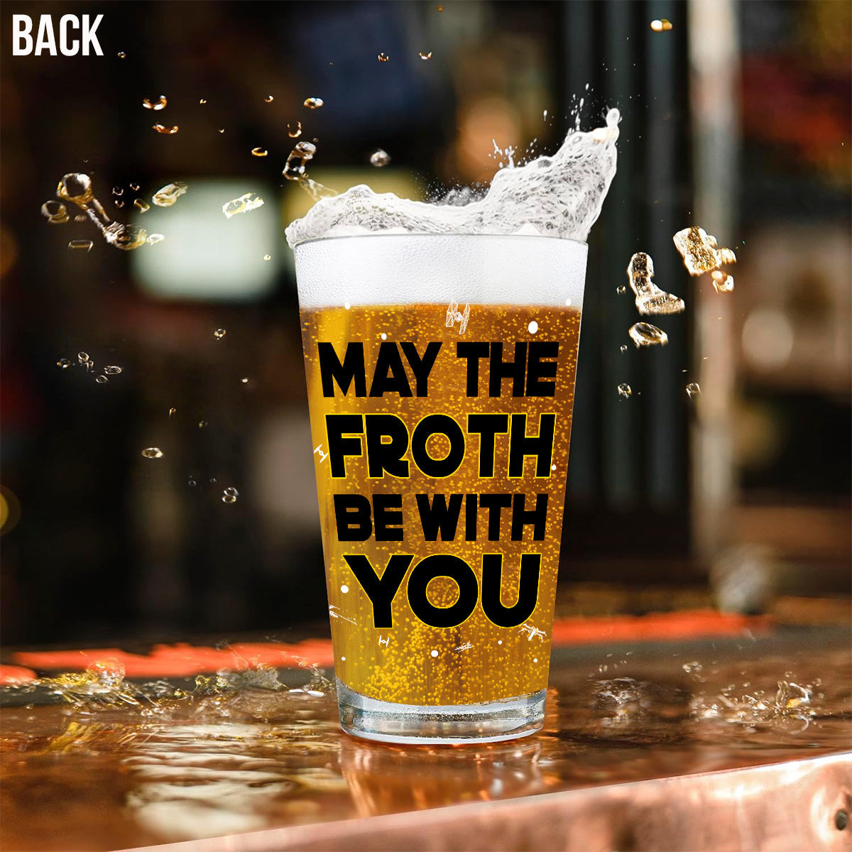 Personalized Beer Glass with Star Wars Theme Custom Name Gift for Dad