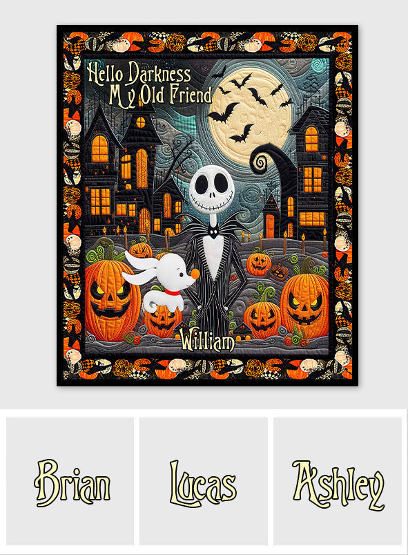 Personalized Halloween Quilt Hello Darkness My Old Friend Gift