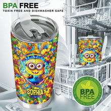 Load image into Gallery viewer, Personalized Happy Yellow Monster Tumbler Custom Name Gift for Kids
