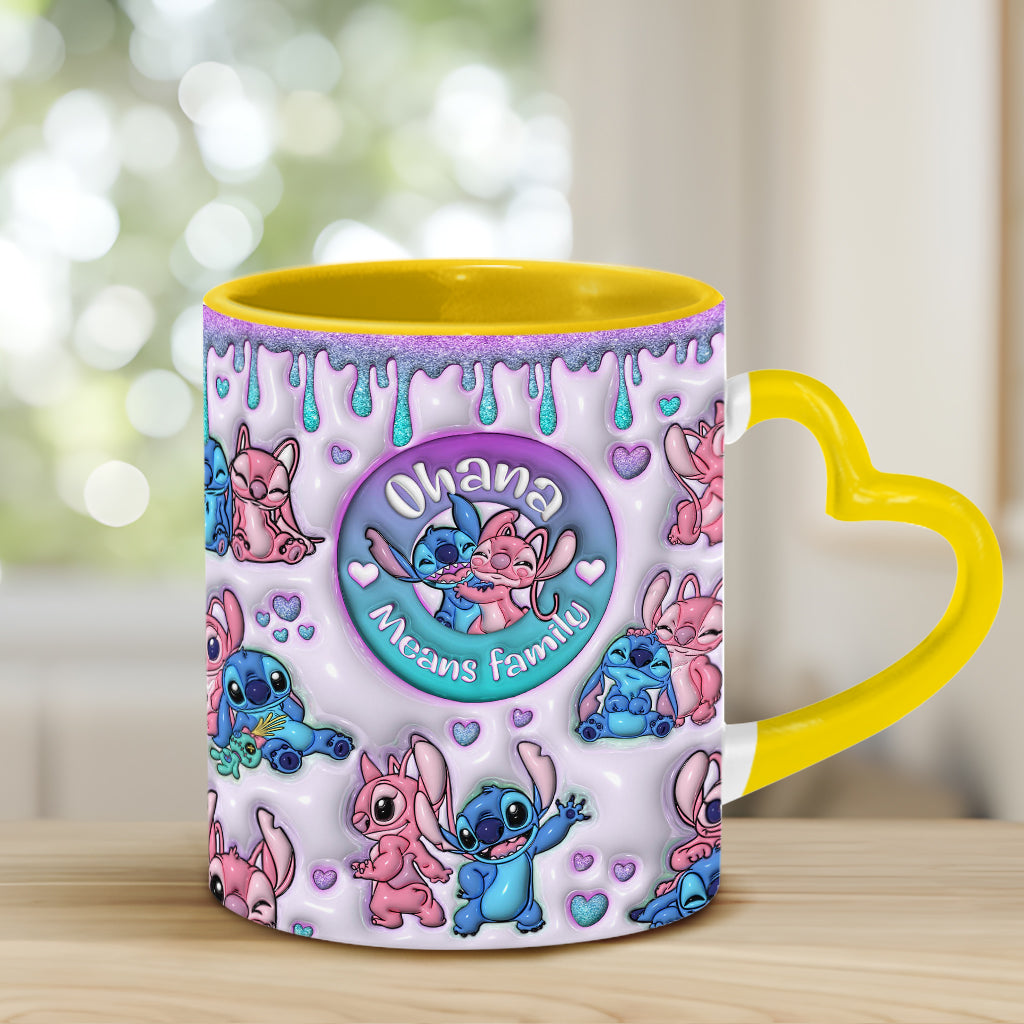 Personalized Heart Handle Mug Ohana Means Family Gift