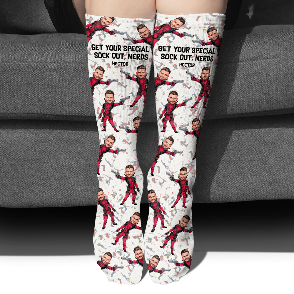 Personalized Funny Socks Custom Face Gift for Nerds