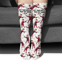 Load image into Gallery viewer, Personalized Funny Socks Custom Face Gift for Nerds
