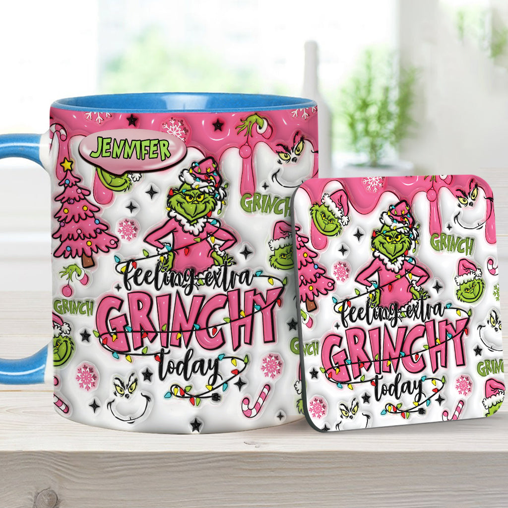 Personalized Grinch Accent Mug & Coaster Gift for Christmas
