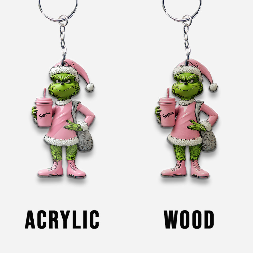 Personalized Grinch Keychain Custom Name Gift for Christmas