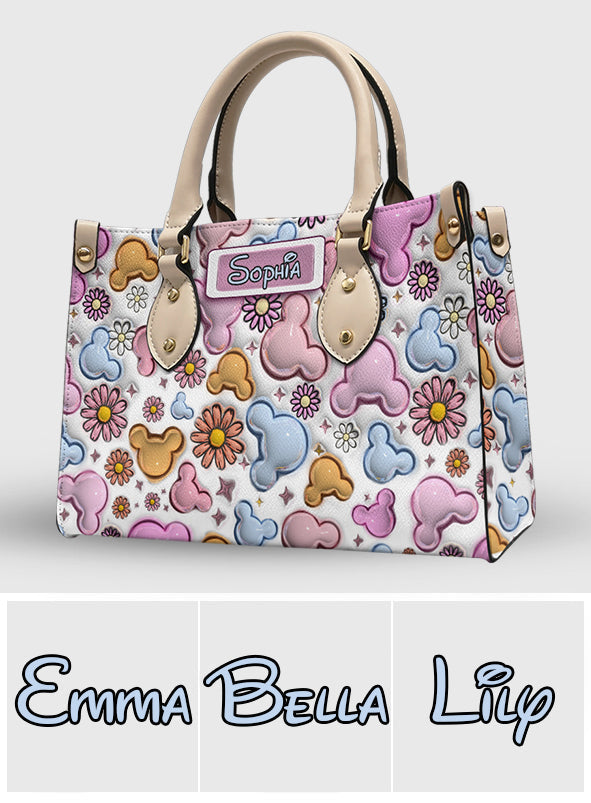 Personalized Leather Handbag with Disney Design for Her