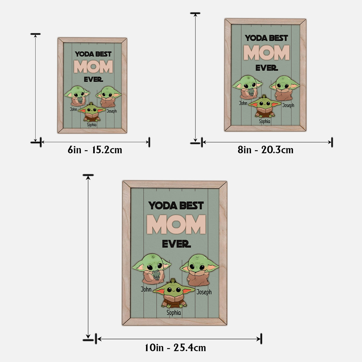 Personalized Yoda Best Mom Ever 2 Layered Wood Sign Gift