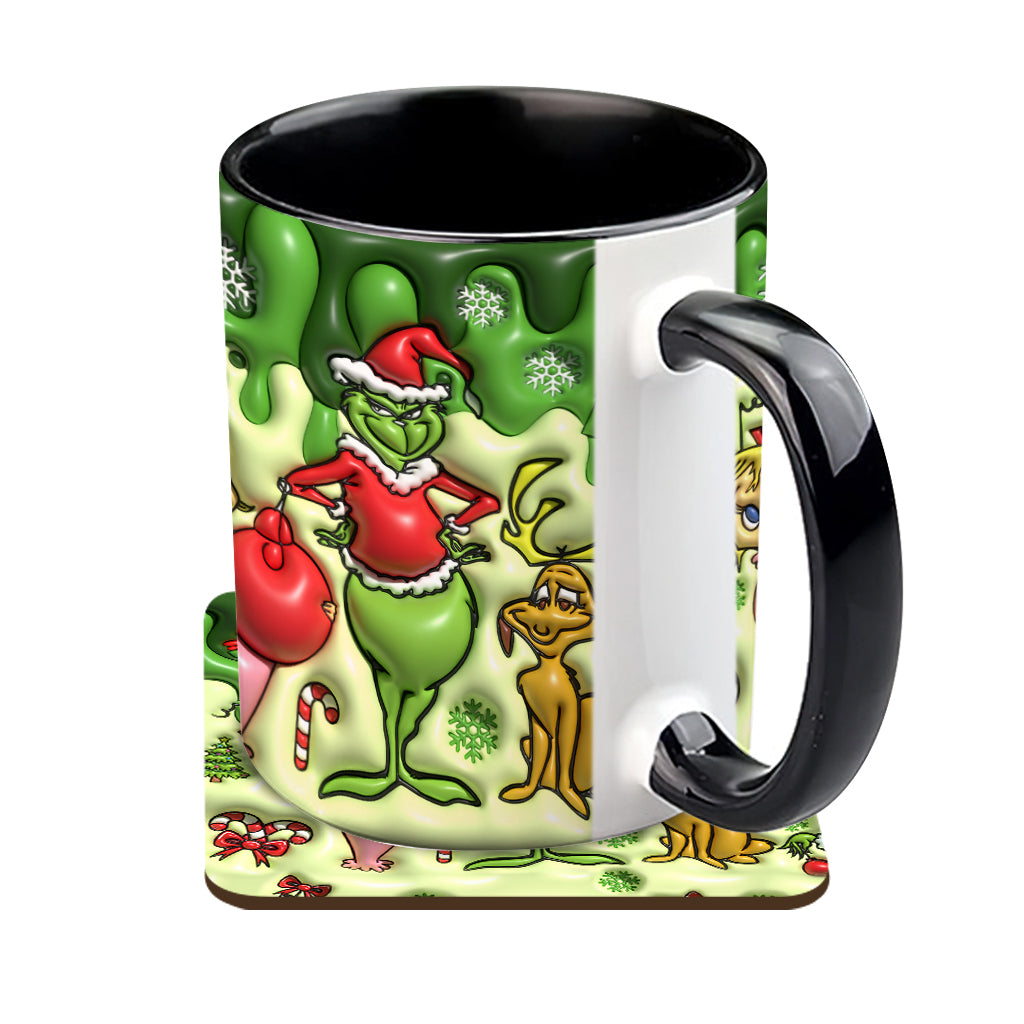 Personalized Grinch Accent Mug & Coaster Custom Name Gift