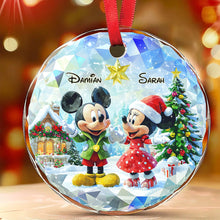 Load image into Gallery viewer, Personalized Round Glass Christmas Ornament with Couple Design
