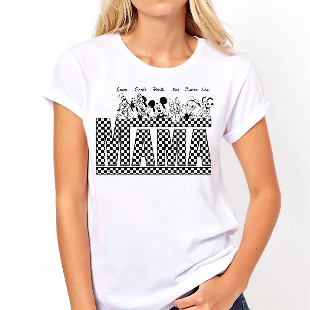 Personalized Vintage Checkered Mouse T-Shirt & Hoodie for Mom and Dad