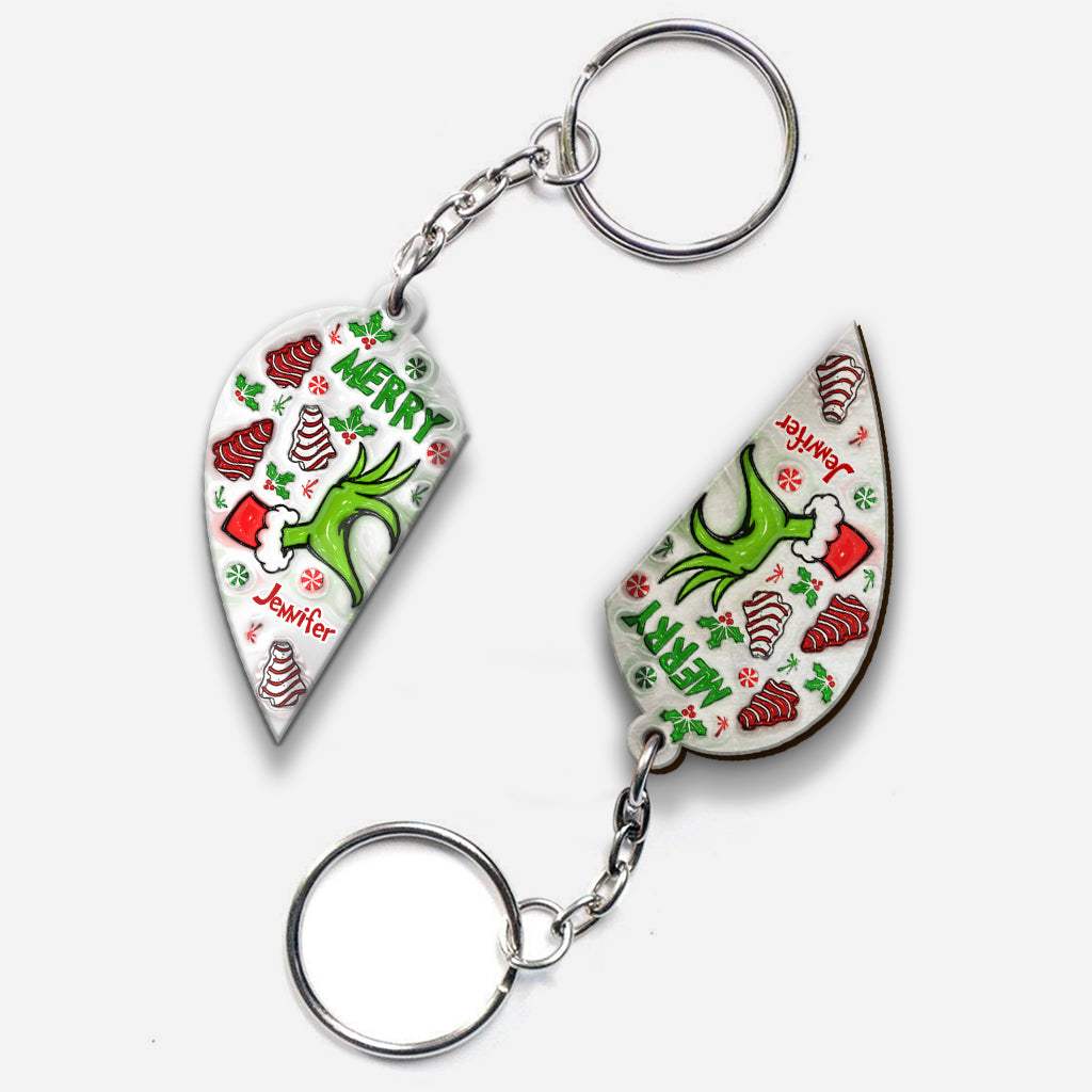 Personalized Christmas Couple Matching Keychain Custom Name Gift