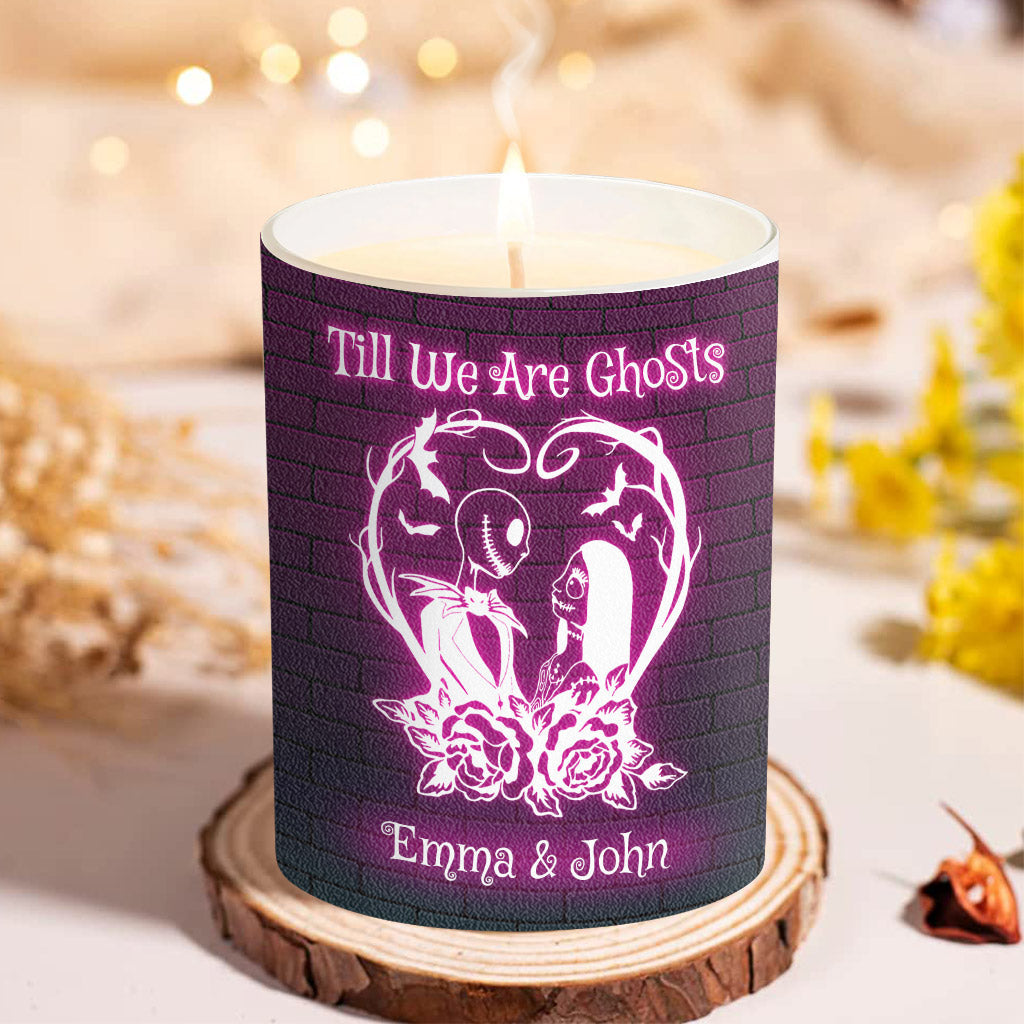 Personalized Till We Are Ghosts Candle with Wooden Lid for Couples