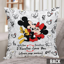 Load image into Gallery viewer, Personalized Mouse Couple Throw Pillow Custom Name Gift for Couples
