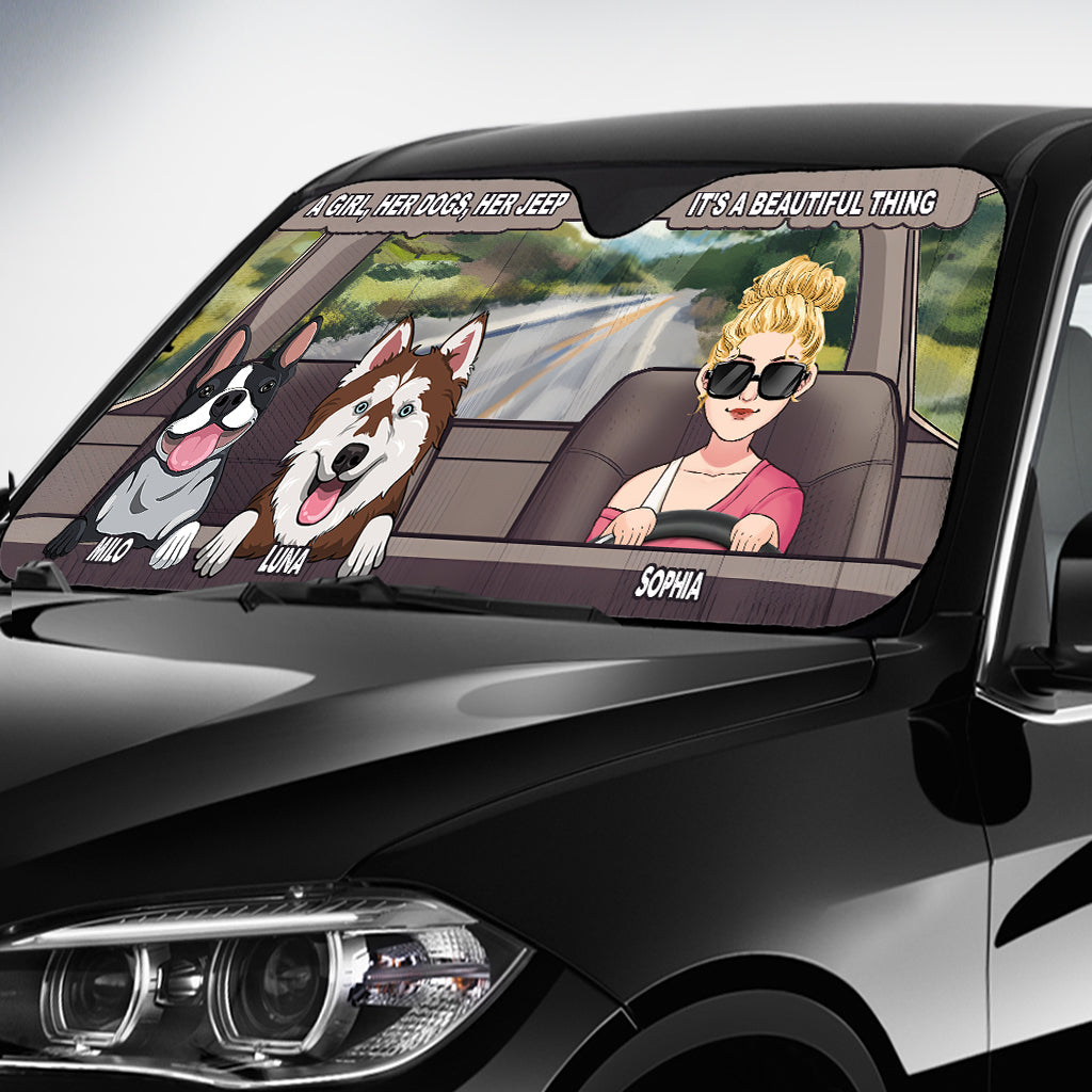 Personalized Dog Car Sunshade Custom Name Gift for Dog Lovers