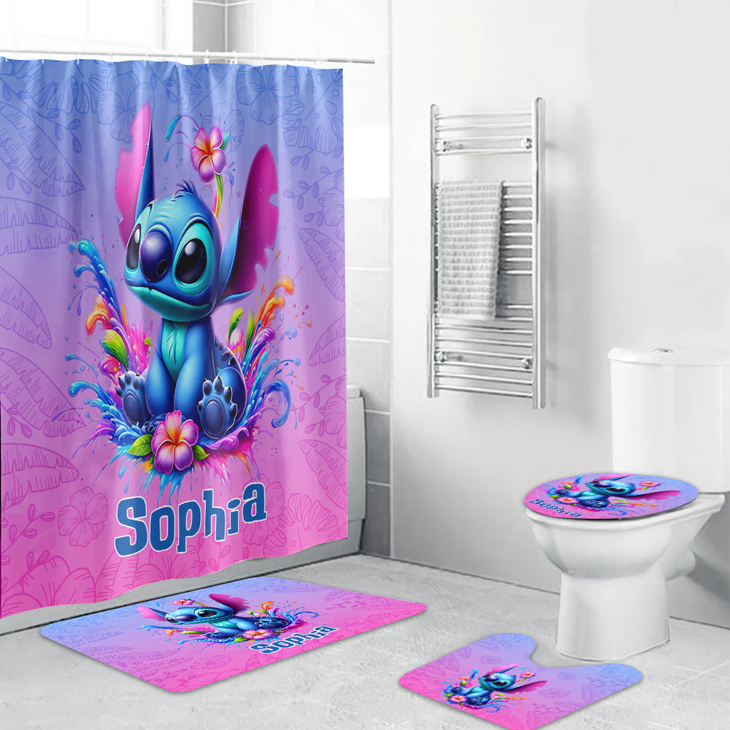 Personalized Ohana Bathroom Curtain & Mats Set Unique Gift for Kids