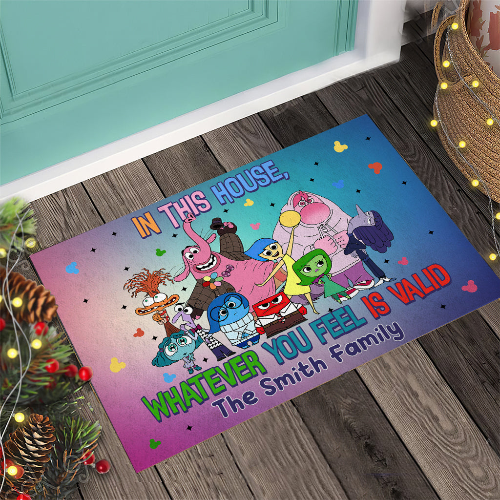 Personalized Doormat Colorful House Theme Custom Family Name Gift