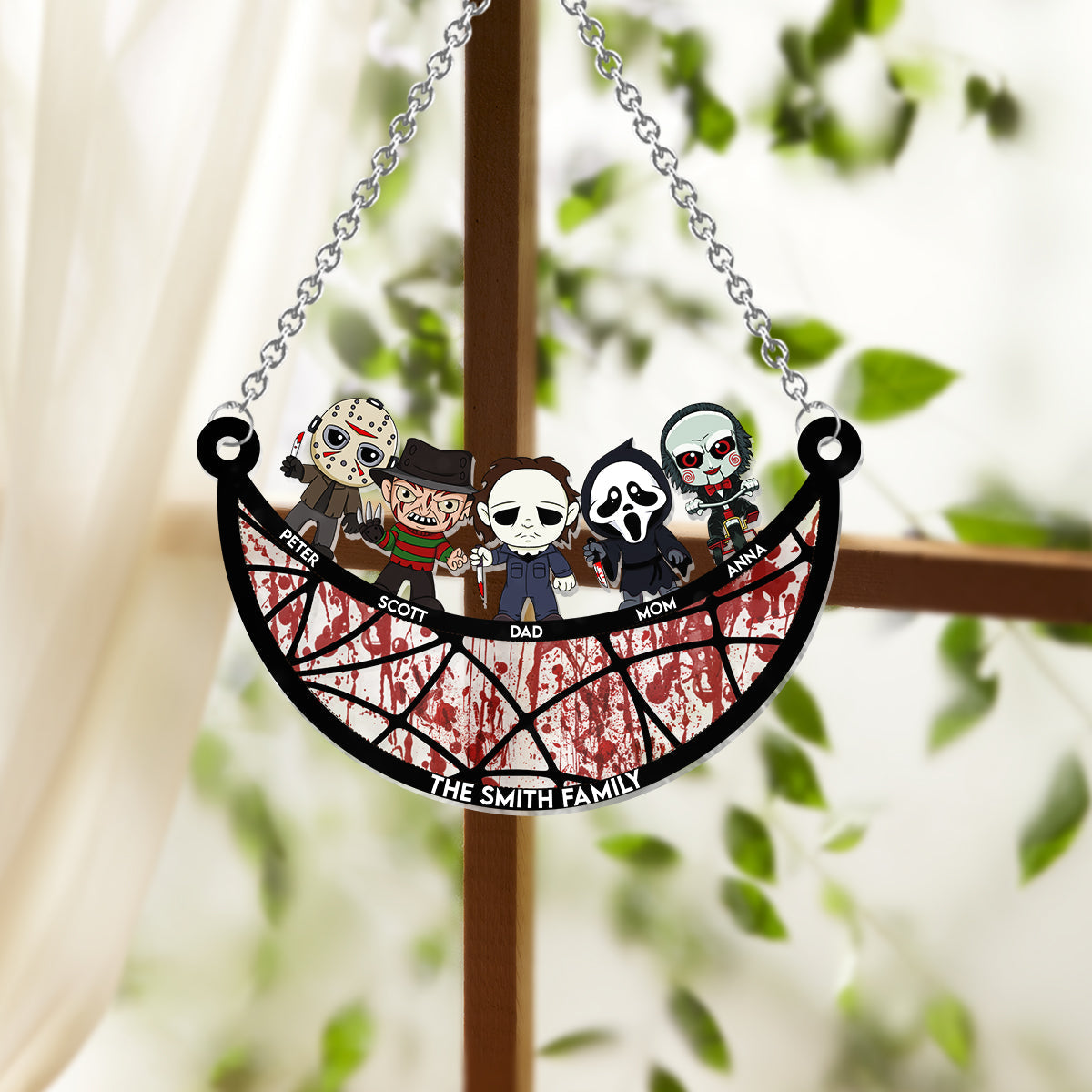 Personalized Scary Movies Suncatcher Ornament for Family Gift