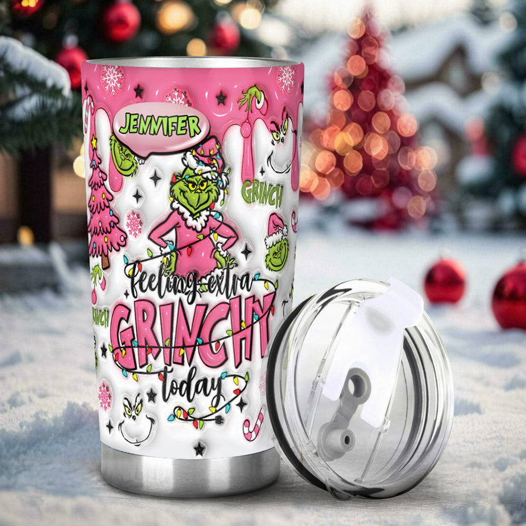 Personalized Grinch Tumbler Custom Name Holiday Drinkware