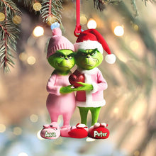 Load image into Gallery viewer, Personalized Grinchy Couple Christmas Ornament Gift
