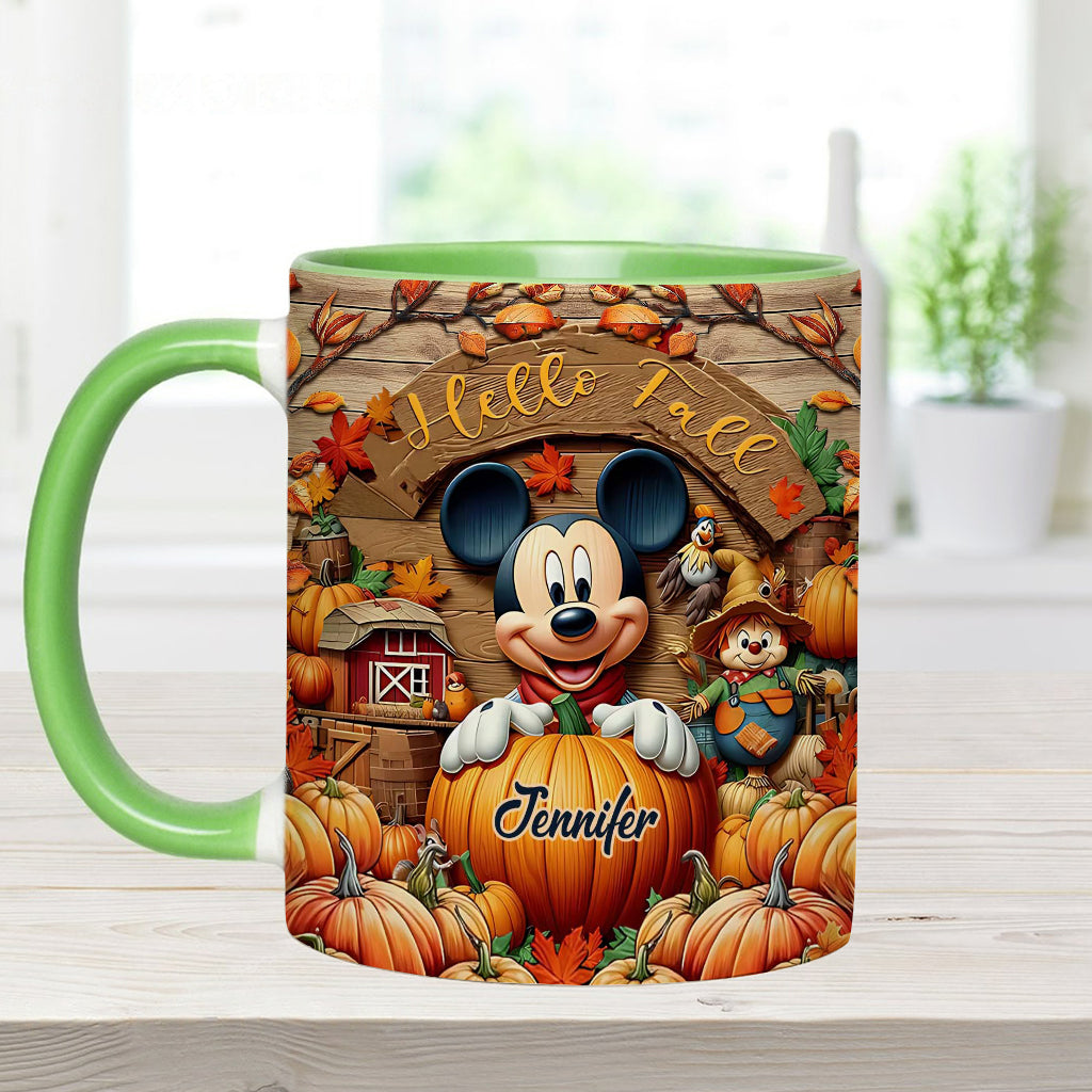 Personalized Hello Fall Accent Mug Custom Name Gift Idea
