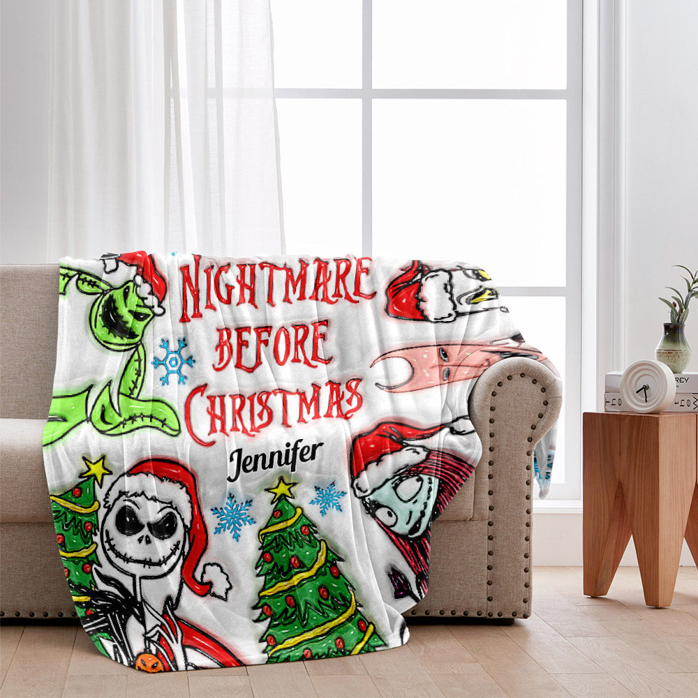 Personalized Nightmare Before Christmas Blanket Gift for Mom