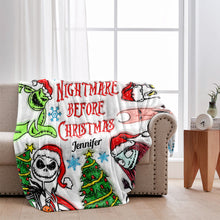 Load image into Gallery viewer, Personalized Nightmare Before Christmas Blanket Gift for Mom
