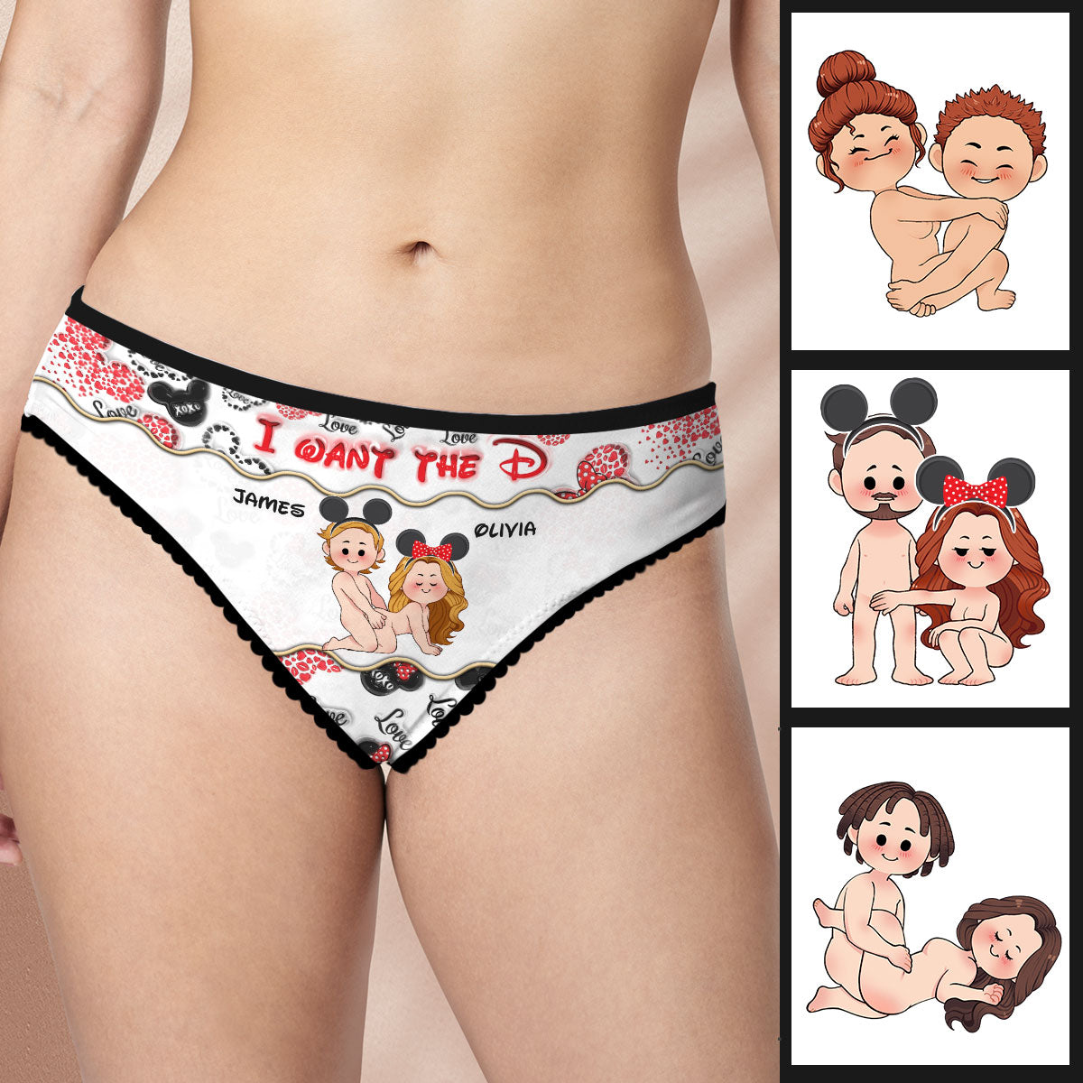 Personalized Lace Border Women's Briefs Custom Name Gift for Her