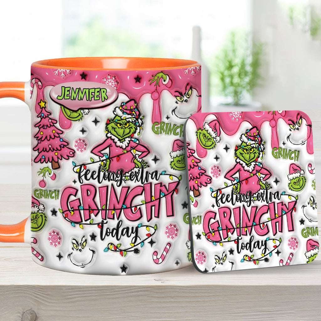 Personalized Grinch Accent Mug & Coaster Gift for Christmas