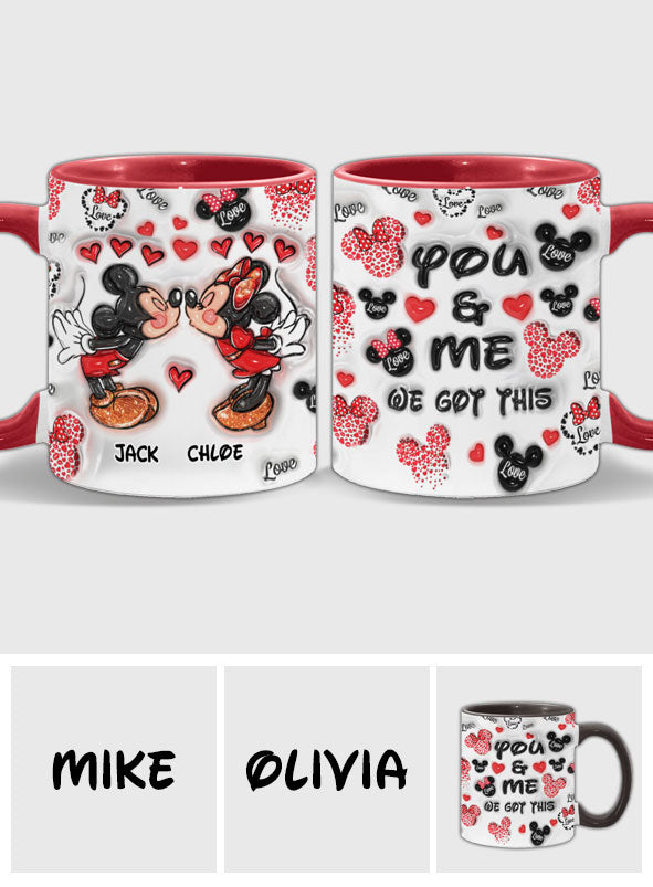 Personalized Accent Mug You & Me Kissing Mickey Minnie Gift for Couple