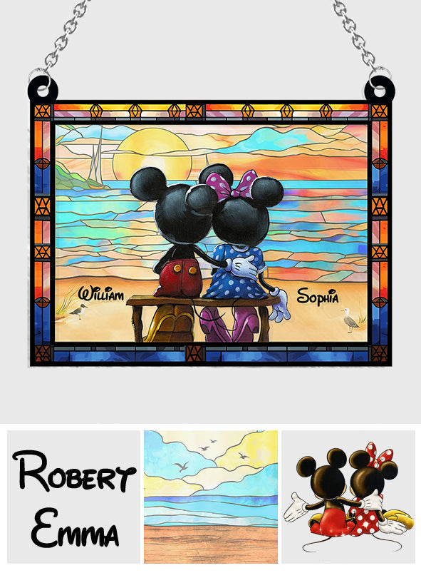 Personalized Mickey Mouse Window Hanging Suncatcher Ornament Gift for Couples